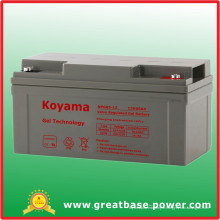 Batterie de gel de 12V 65ah pour des applications de secours et cycliques